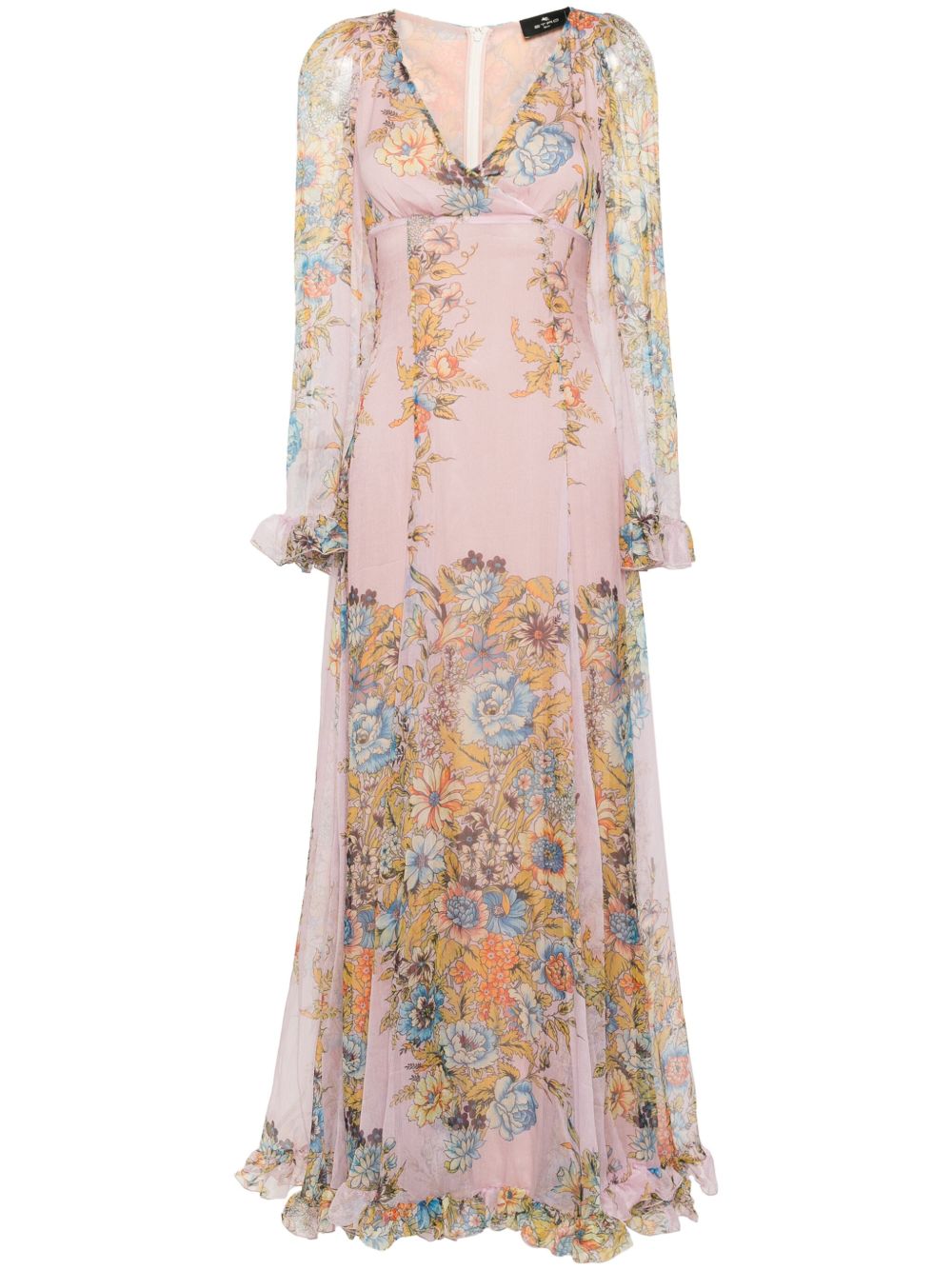 ETRO 花卉印花超长连衣裙 - 粉色