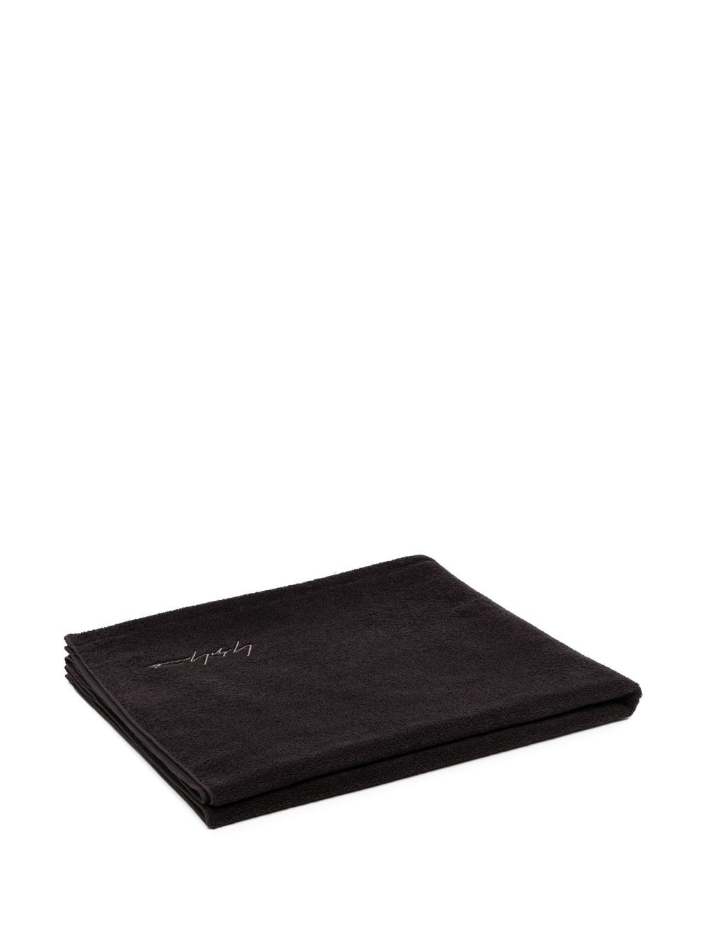 Yohji Yamamoto logo刺绣浴巾 - 黑色