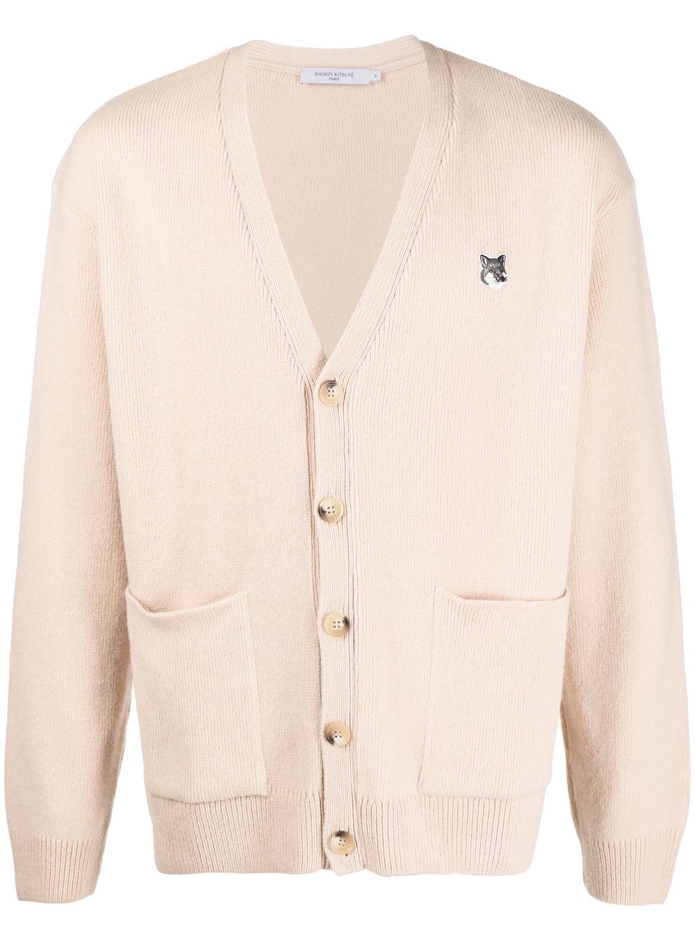 Maison Kitsuné Fox Head 贴花羊毛开衫 - 中性色