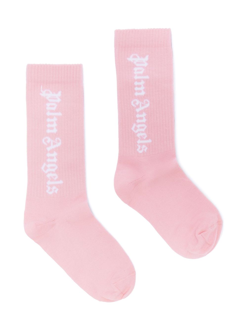 Palm Angels Kids logo嵌花罗纹针织袜 - 粉色