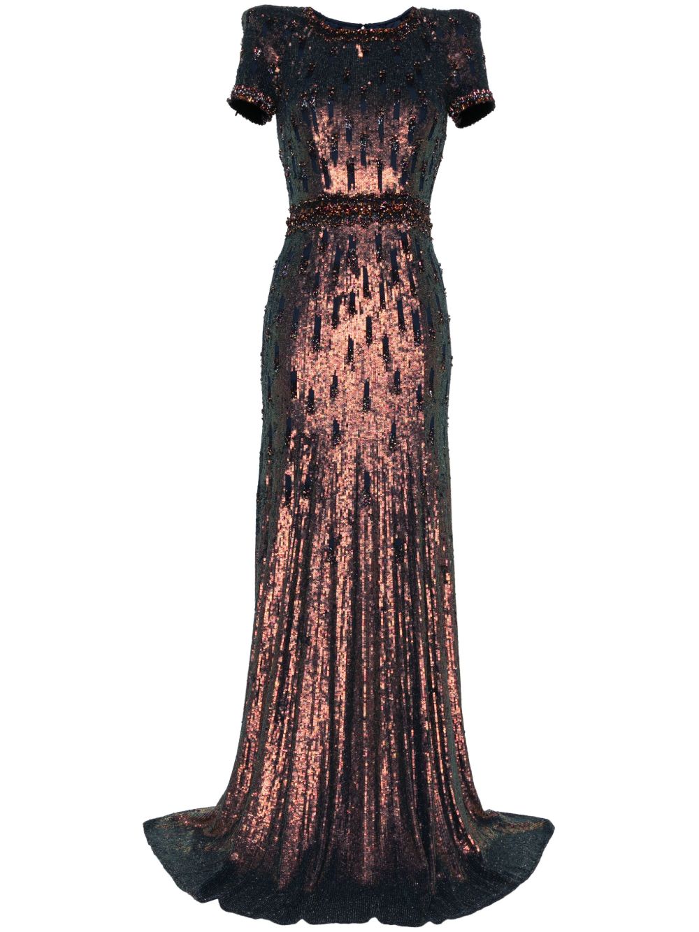 Jenny Packham Greta 亮片短袖礼服 - 彩色