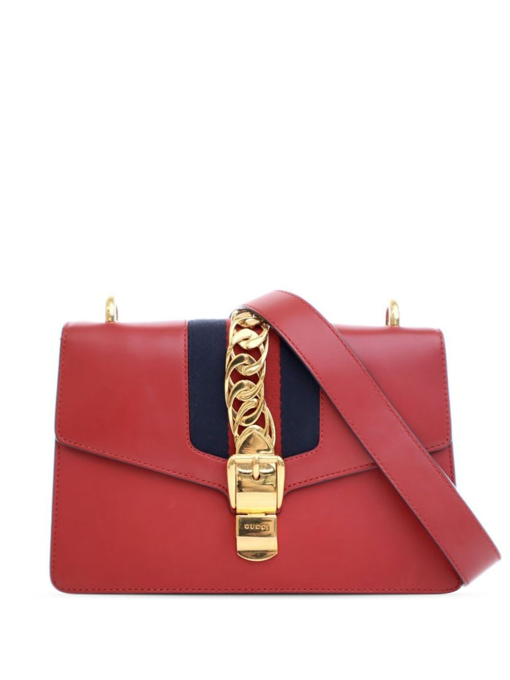 Gucci Pre-Owned Sylvie 皮质小号斜挎包（2000-2015年典藏款） - 红色