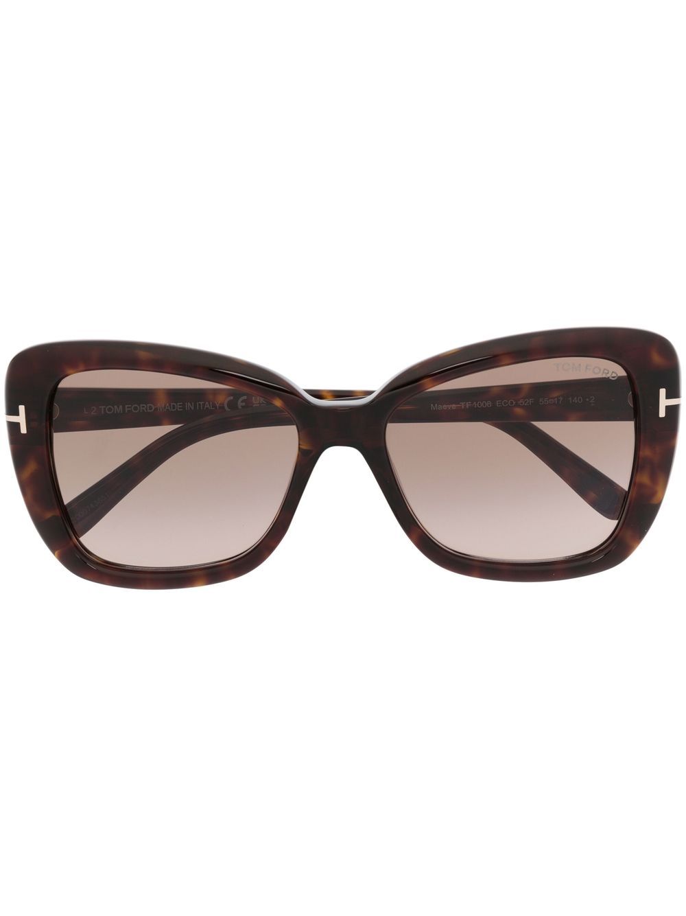 TOM FORD Eyewear 玳瑁纹效果太阳眼镜 - 褐色