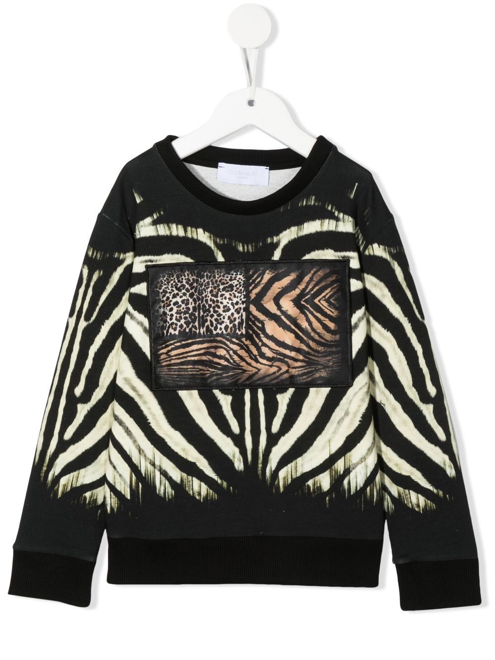Roberto Cavalli Junior 动物纹圆领卫衣 - 黑色