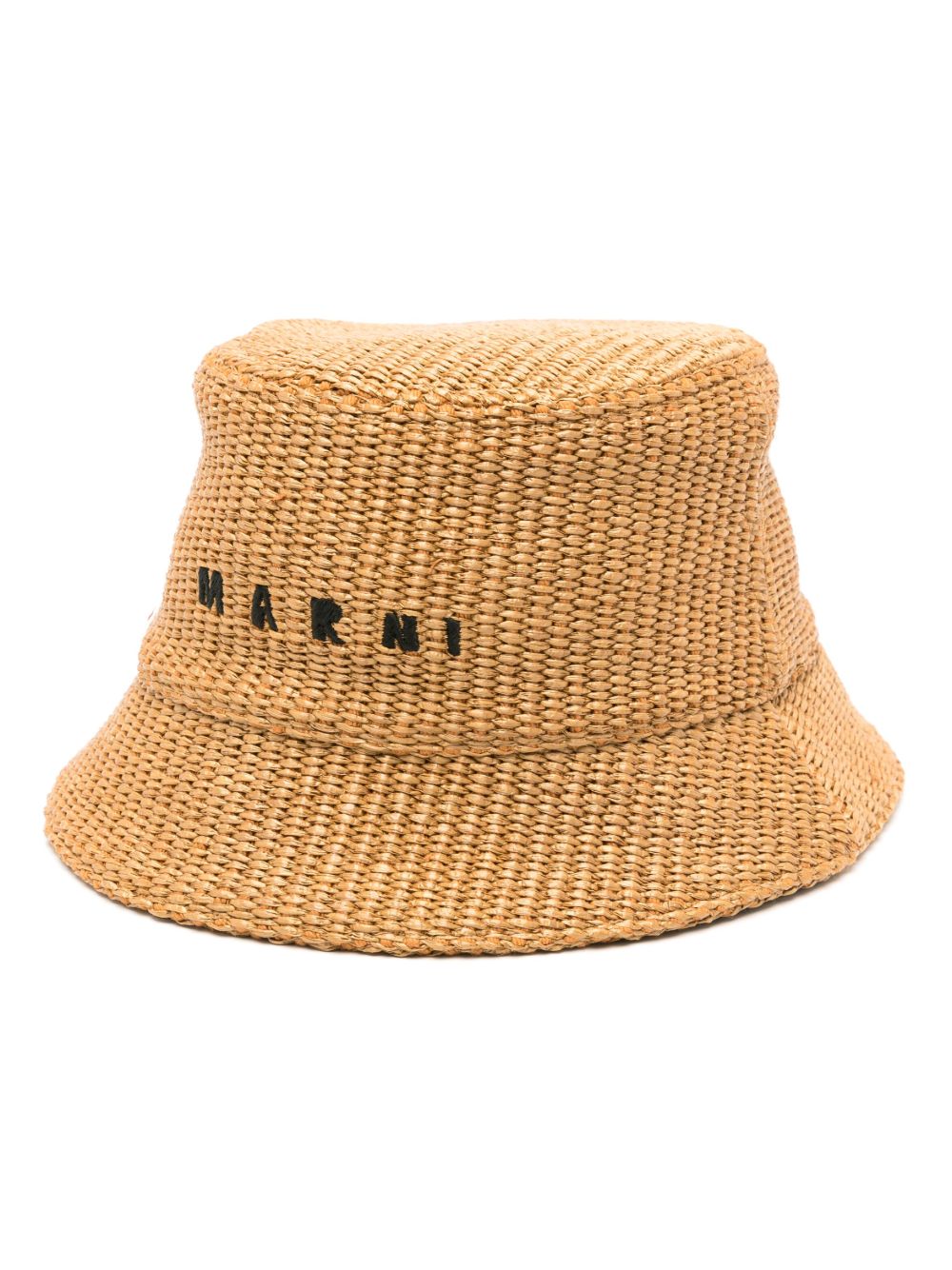 Marni logo刺绣拉菲草渔夫帽 - 中性色