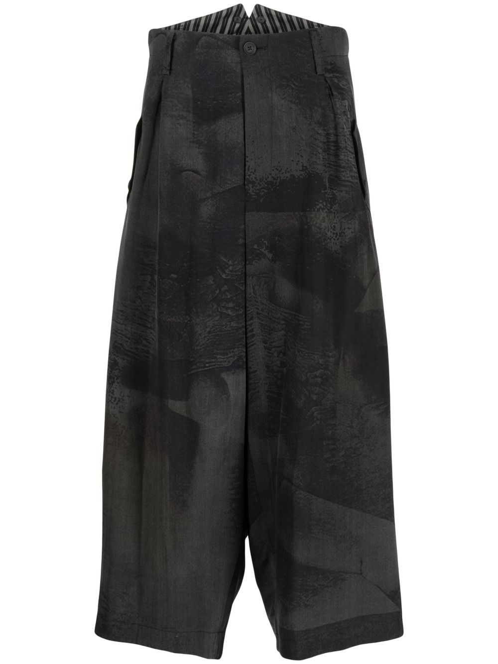 Yohji Yamamoto 露踝阔腿裤 - 黑色
