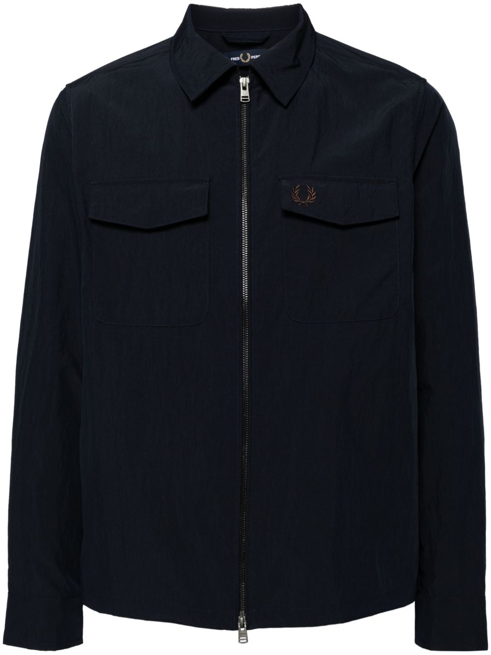 Fred Perry 纹理拉链夹克式衬衫 - 蓝色