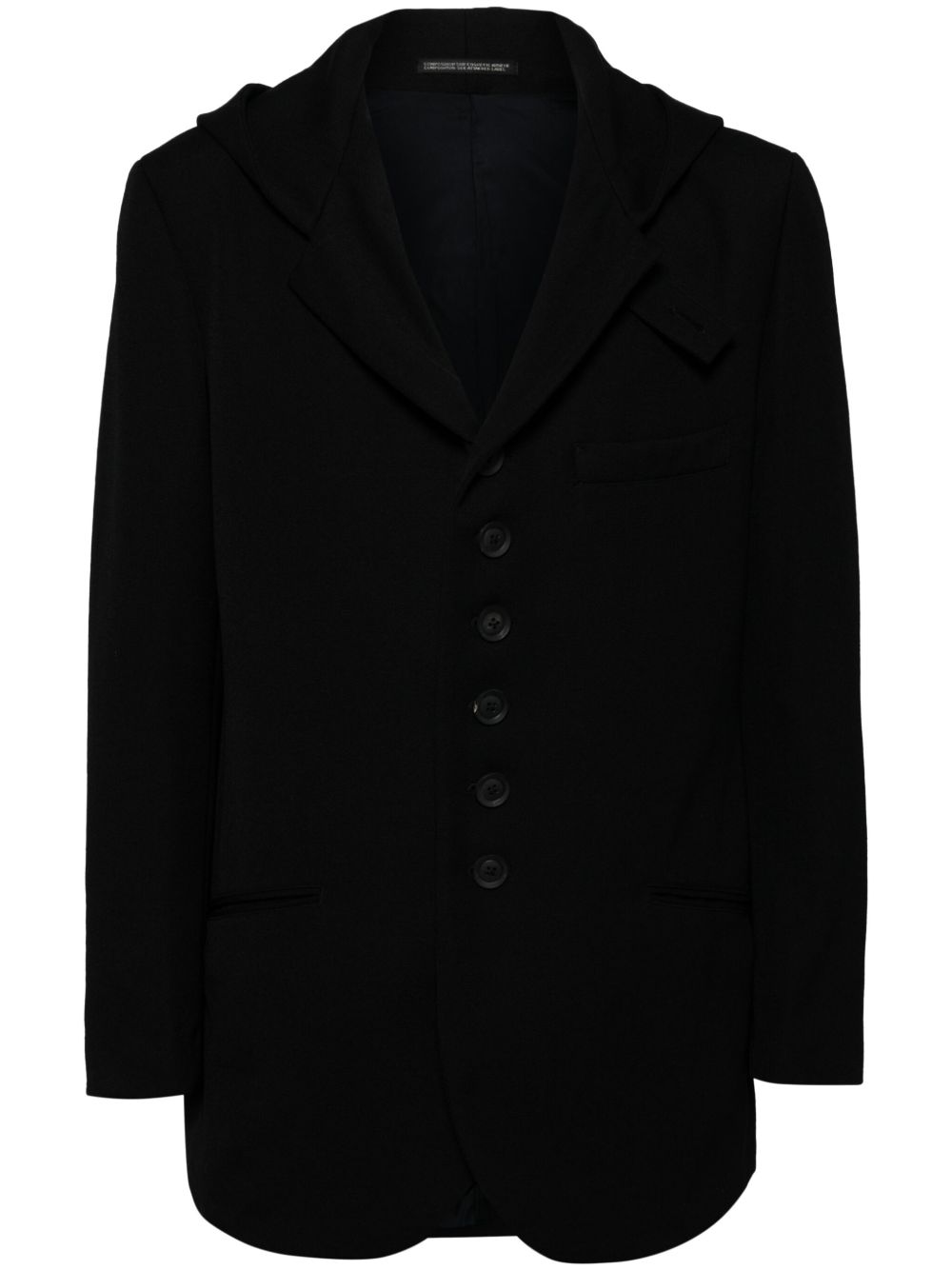 Yohji Yamamoto 羊毛连帽夹克 - 黑色