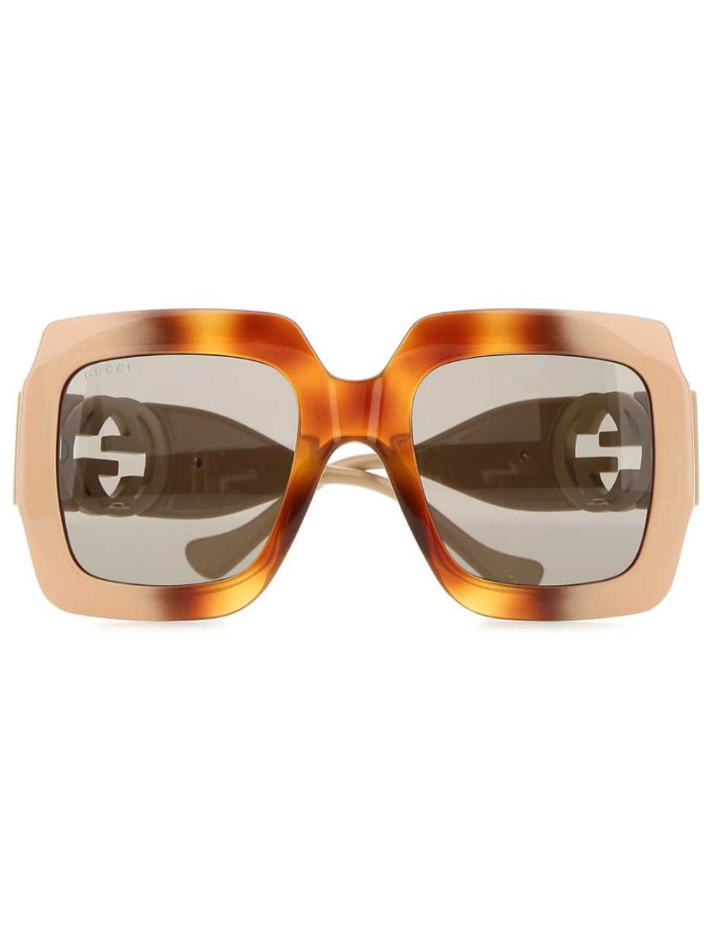 Gucci Eyewear 搭链带方框太阳眼镜 - 褐色