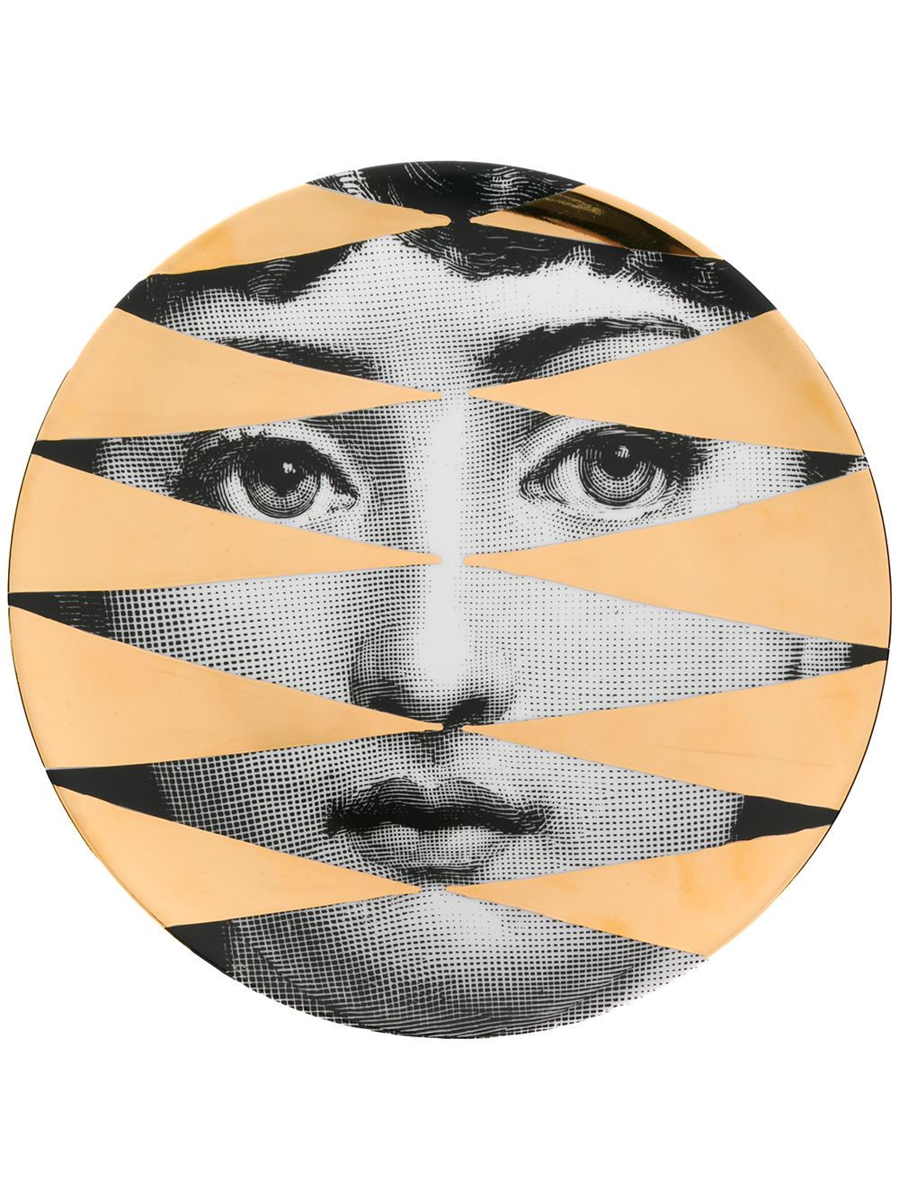Fornasetti 菱形脸孔图案餐盘 - 黑色