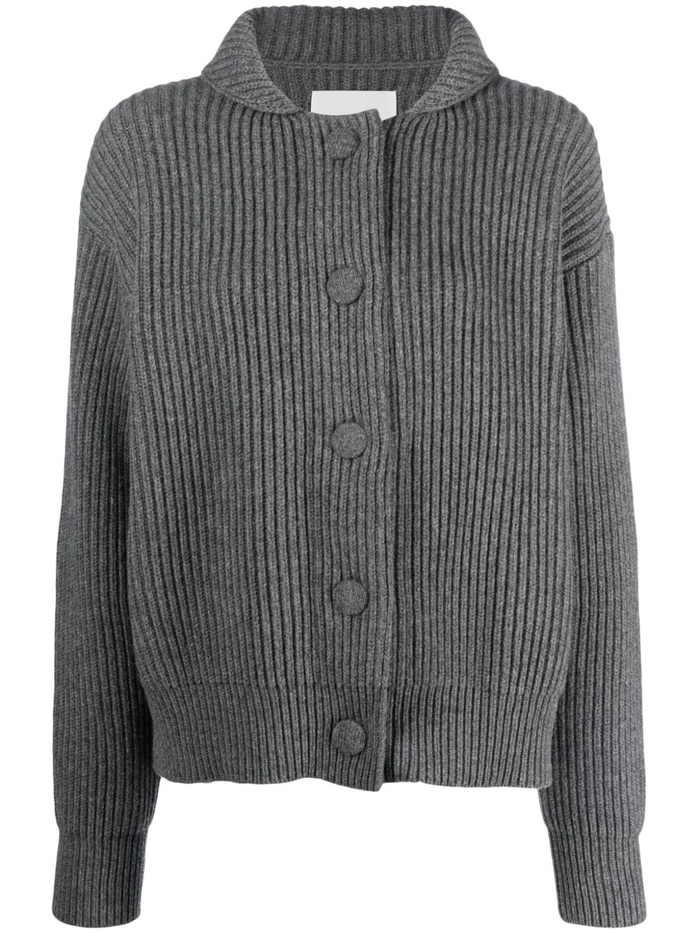 Jil Sander 罗纹针织长袖羊毛开衫 - 灰色