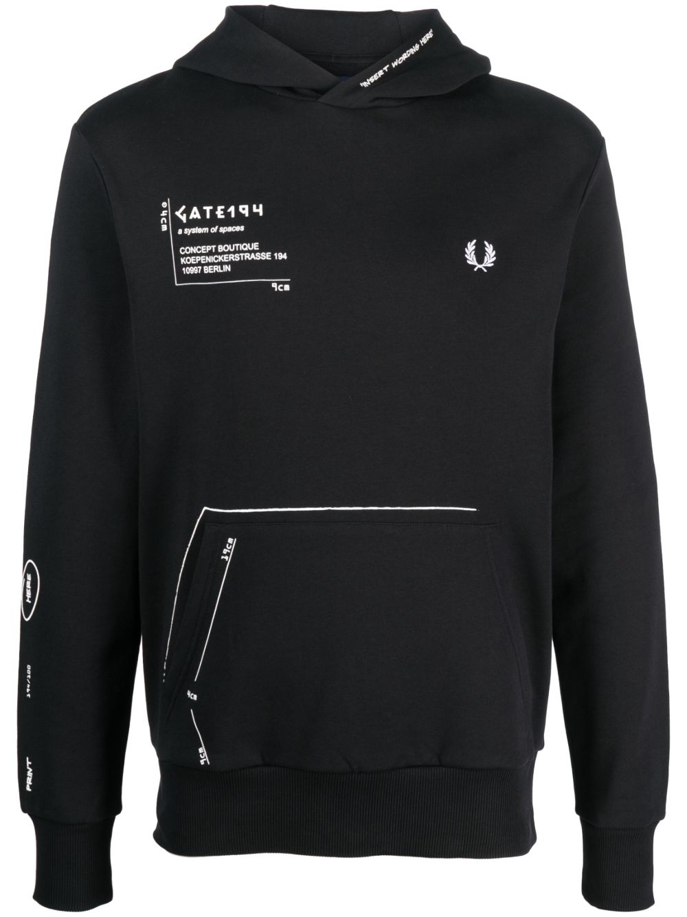 Fred Perry x GATE194 经典印花连帽衫 - 黑色