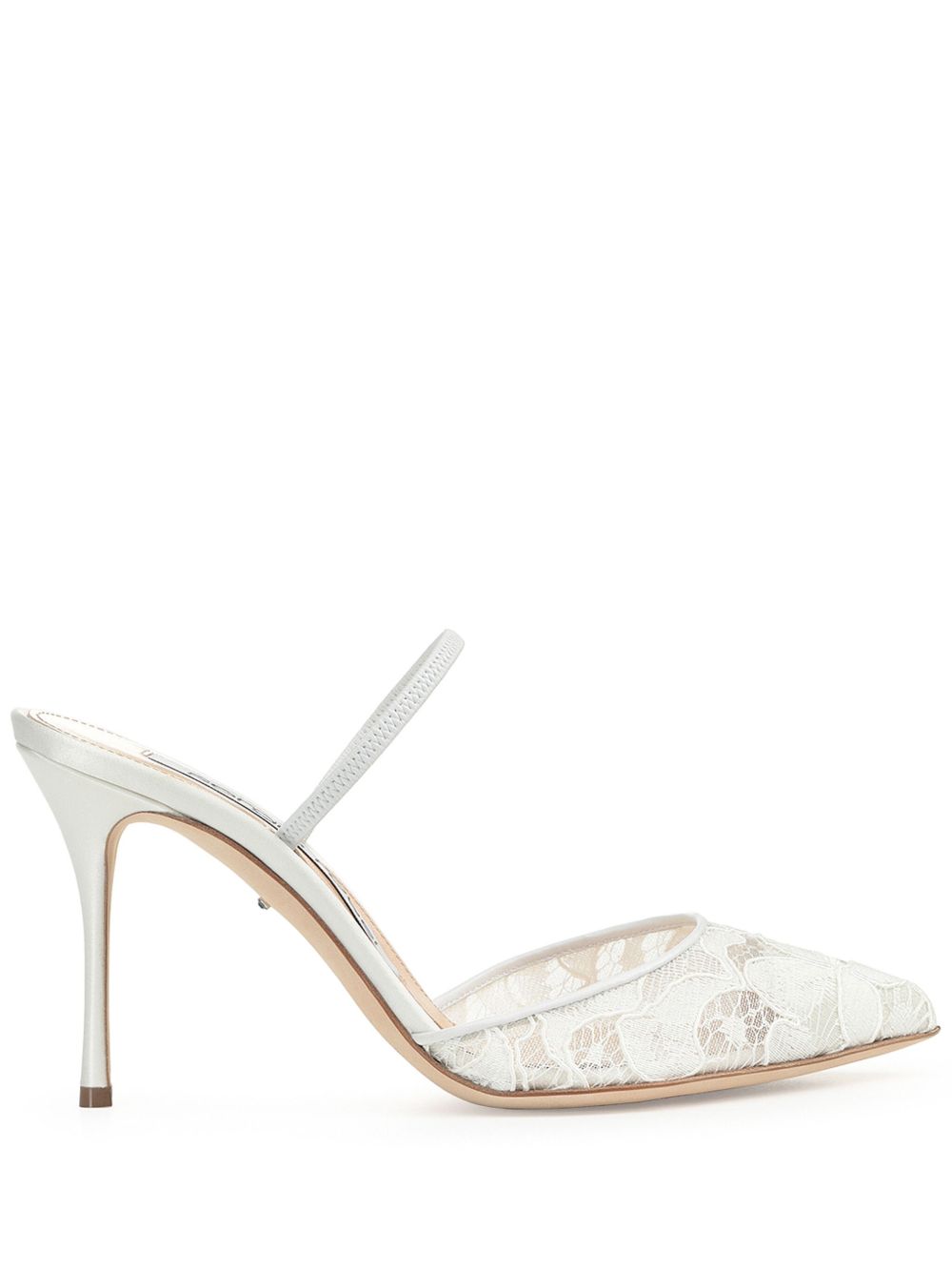 Sergio Rossi Godiva Bridal 蕾丝裹踝高跟鞋 - 白色