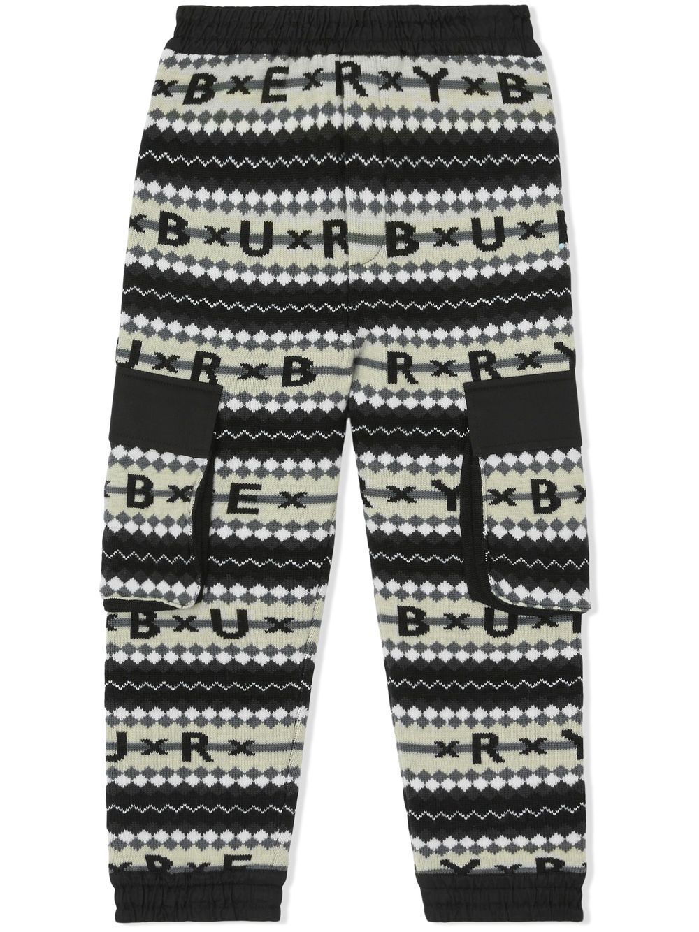 Burberry Kids 费尔岛式羊毛长裤 - 黑色