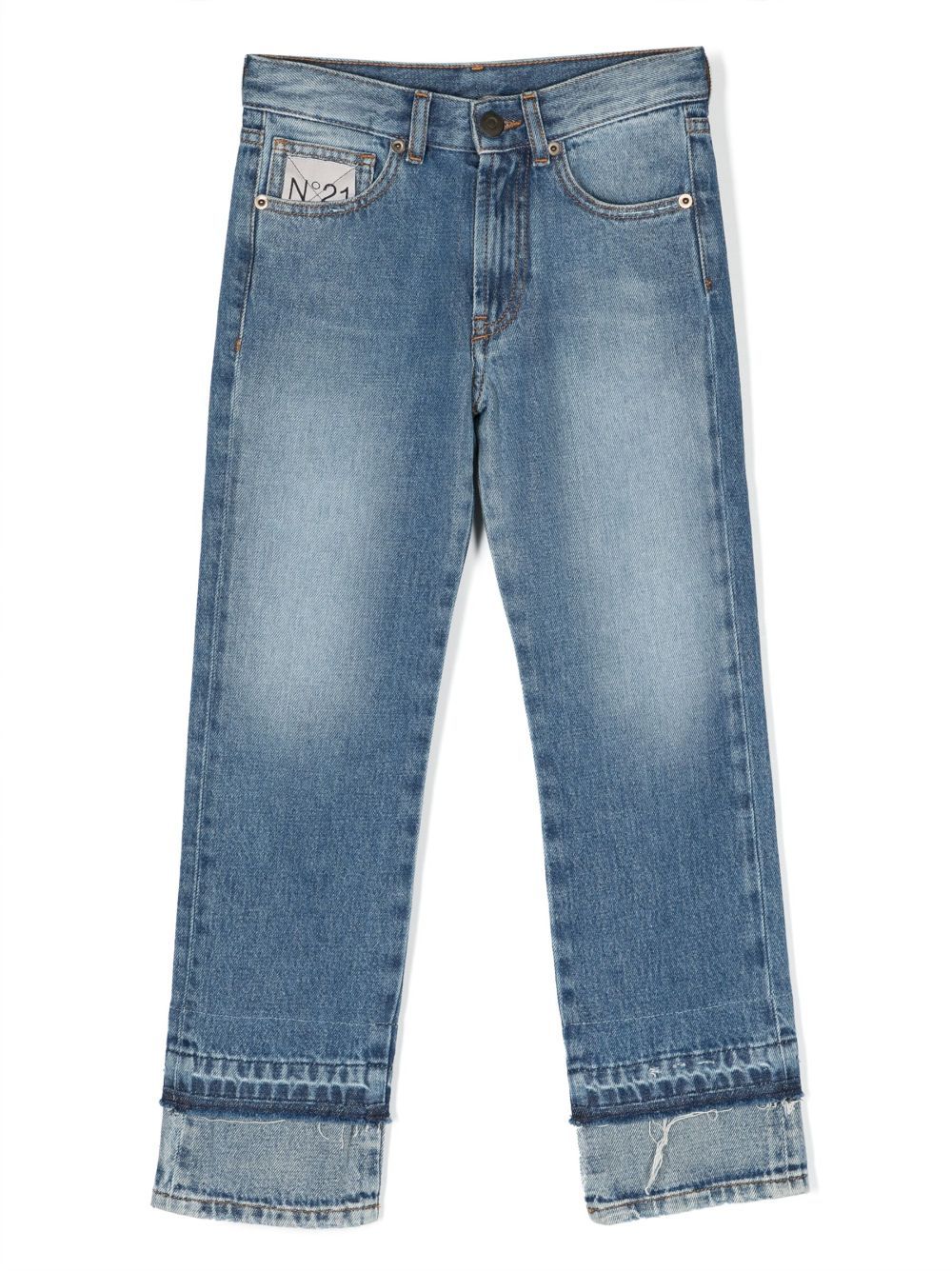 Nº21 Kids logo-appliqué straight-leg jeans - 蓝色