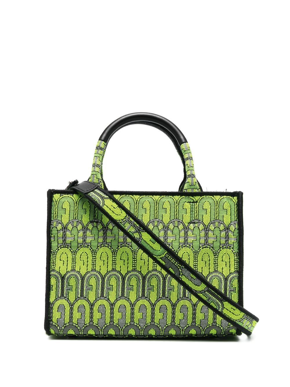 Furla logo提花小号手提包 - 绿色