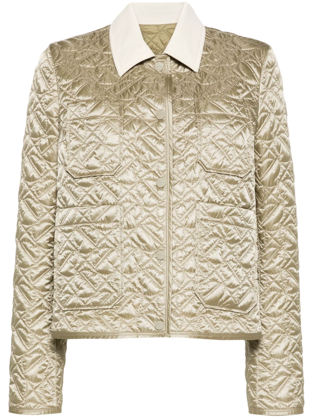 Moncler 灯芯绒衣领绗缝衬衫式夹克 - 绿色