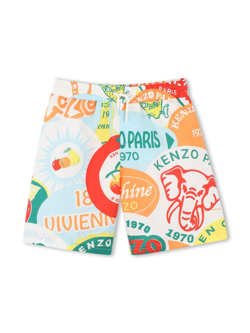 Kenzo Kids 大面积图案印花泳裤 - 白色
