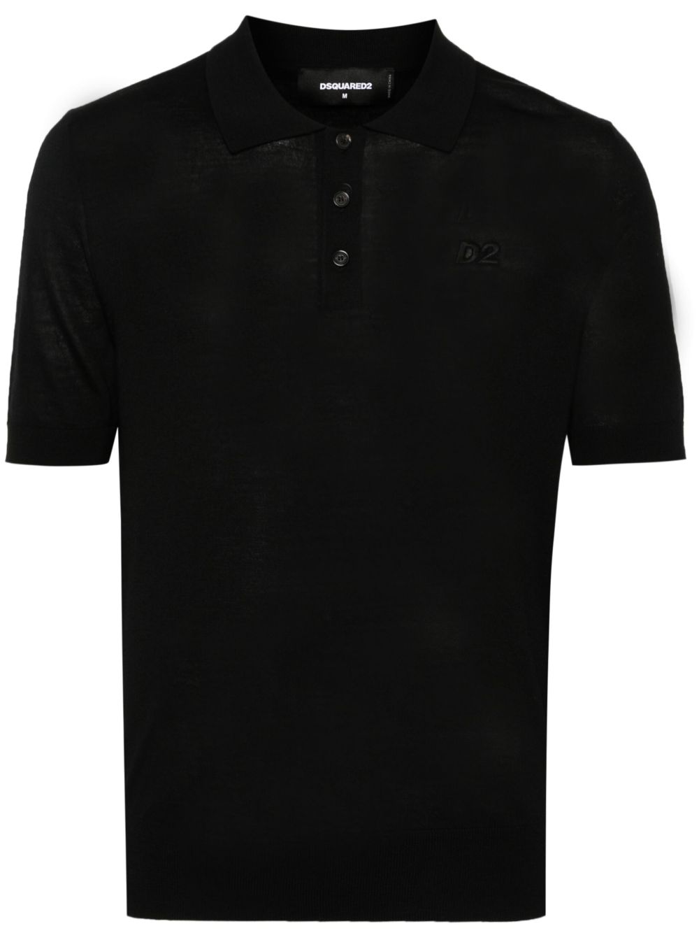 DSQUARED2 logo刺绣罗纹polo衫 - 黑色