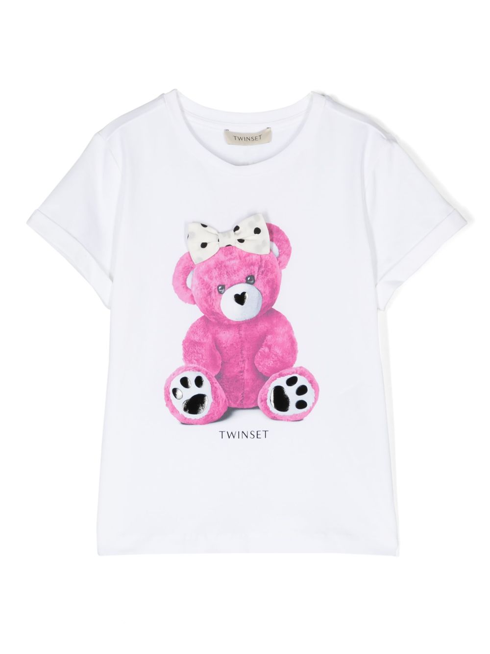 TWINSET Kids 泰迪熊印花T恤 - 白色