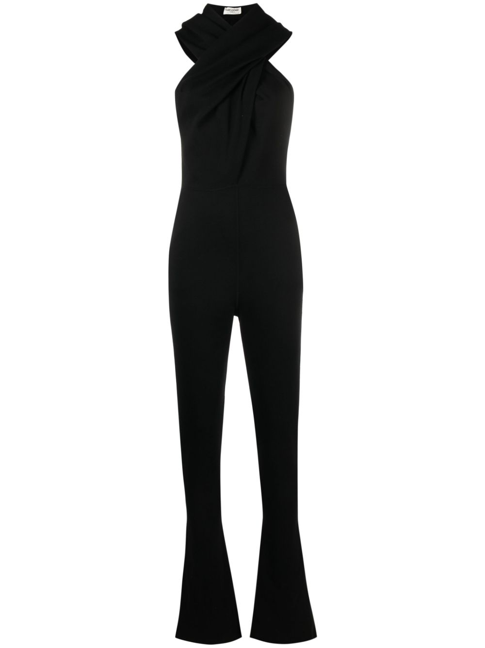 Saint Laurent 挂脖露背连体长裤 - 黑色