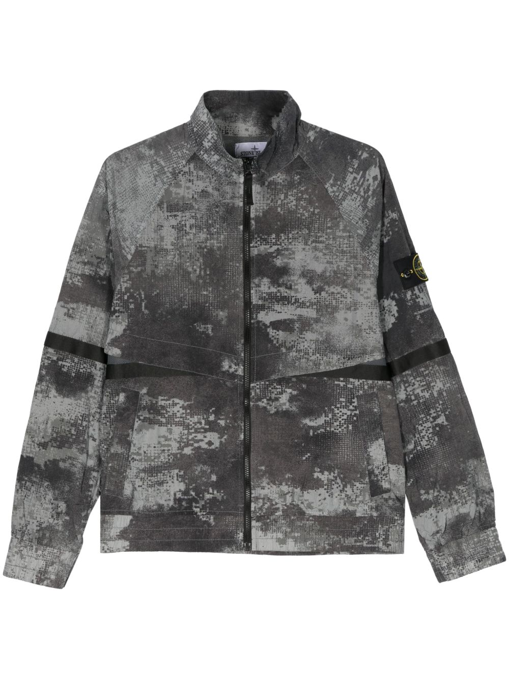 Stone Island 罗盘徽章抽象印花夹克 - 灰色