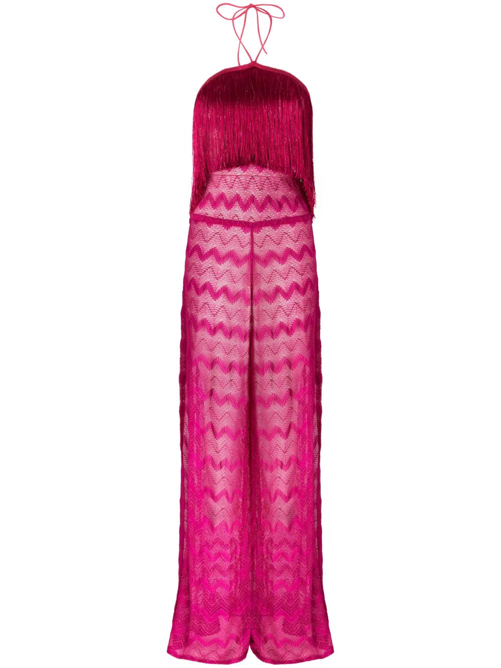 Missoni 金属丝面料流苏细节连体长裤 - 粉色