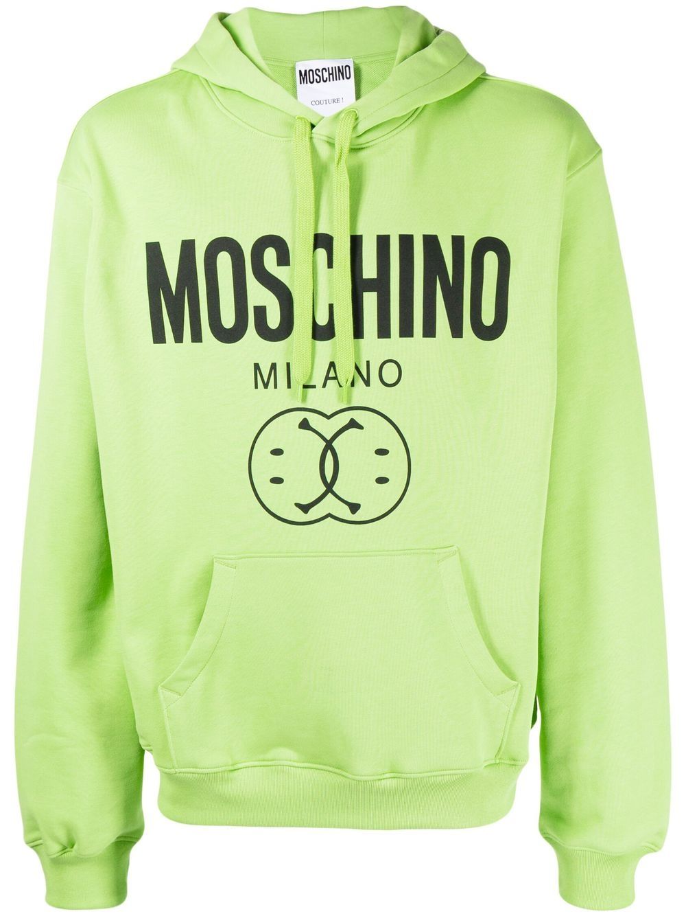 Moschino logo印花抽绳连帽衫 - 绿色