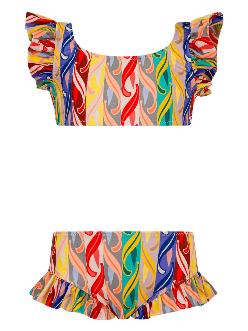 ETRO KIDS 波浪印花比基尼套装 - 红色