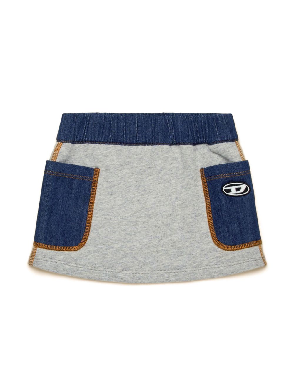 Diesel Kids logo印花牛仔拼接半身裙 - 灰色