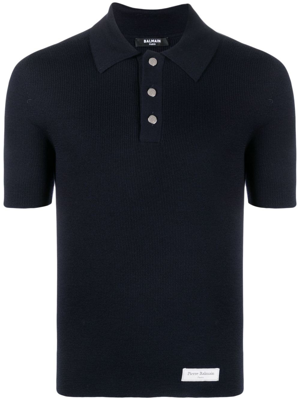 Balmain 标贴羊毛polo衫 - 蓝色