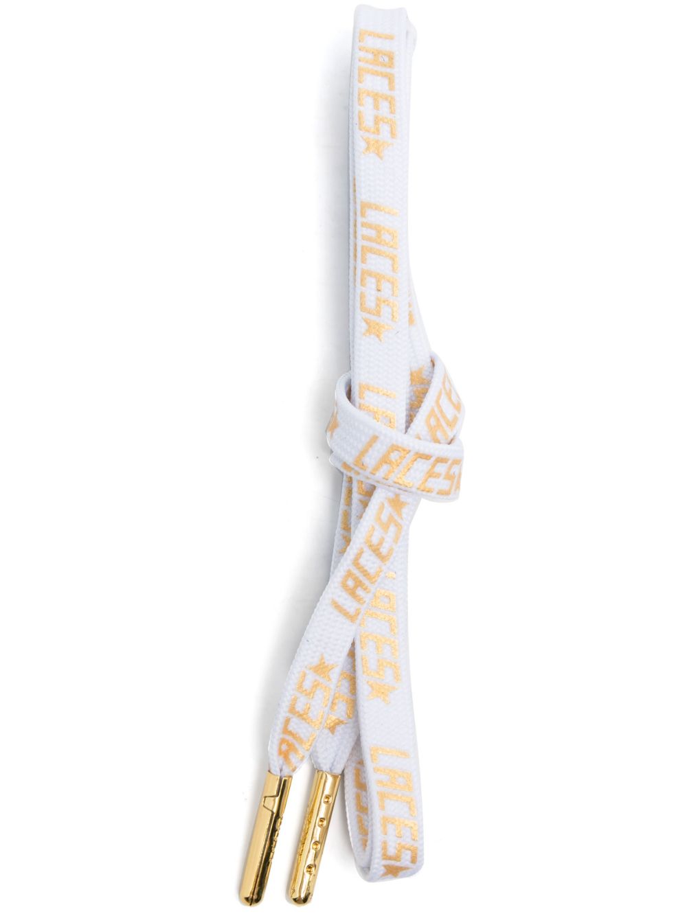 Golden Goose logo印花鞋带 - 白色