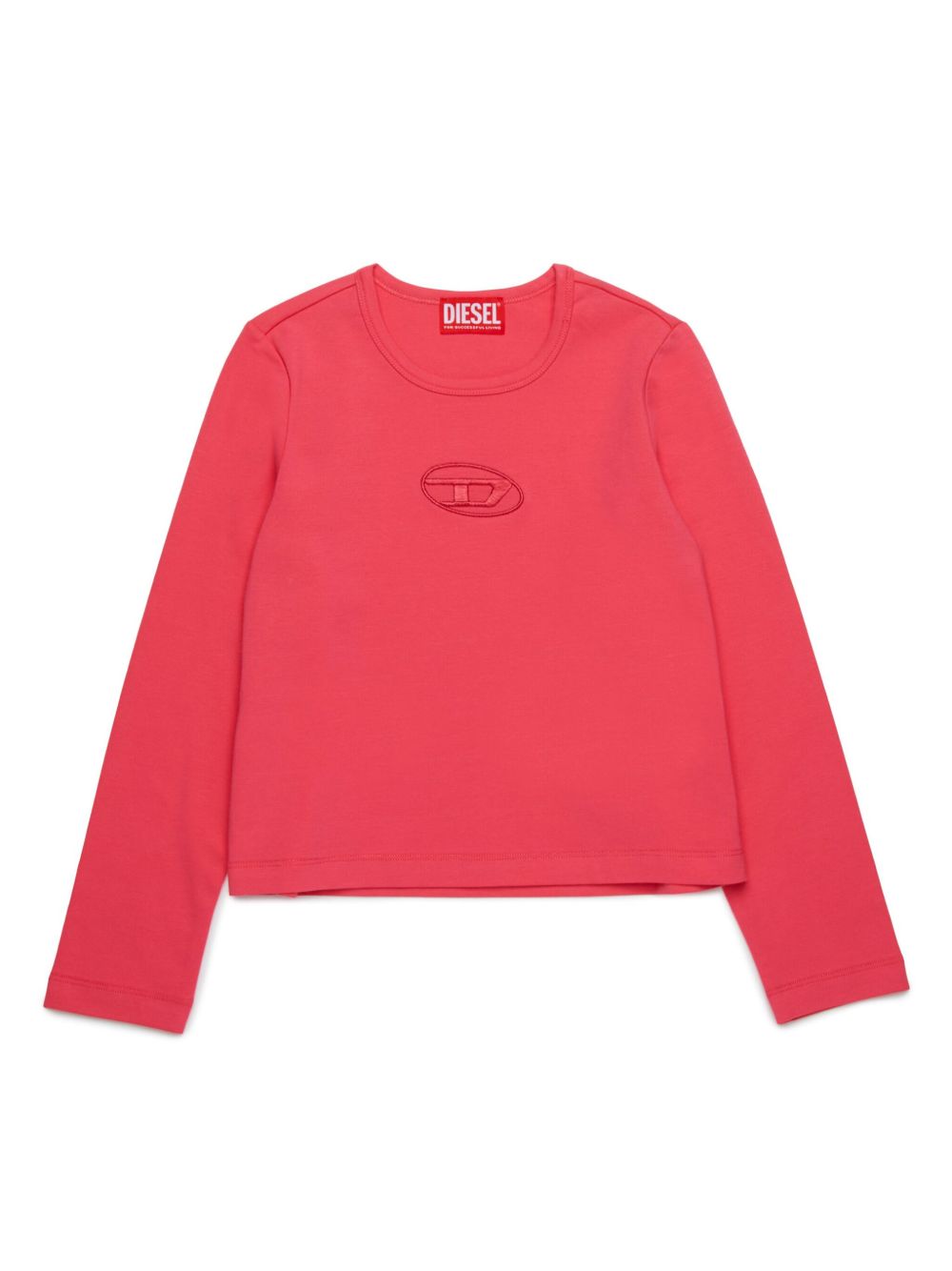Diesel Kids logo刺绣T恤 - 粉色