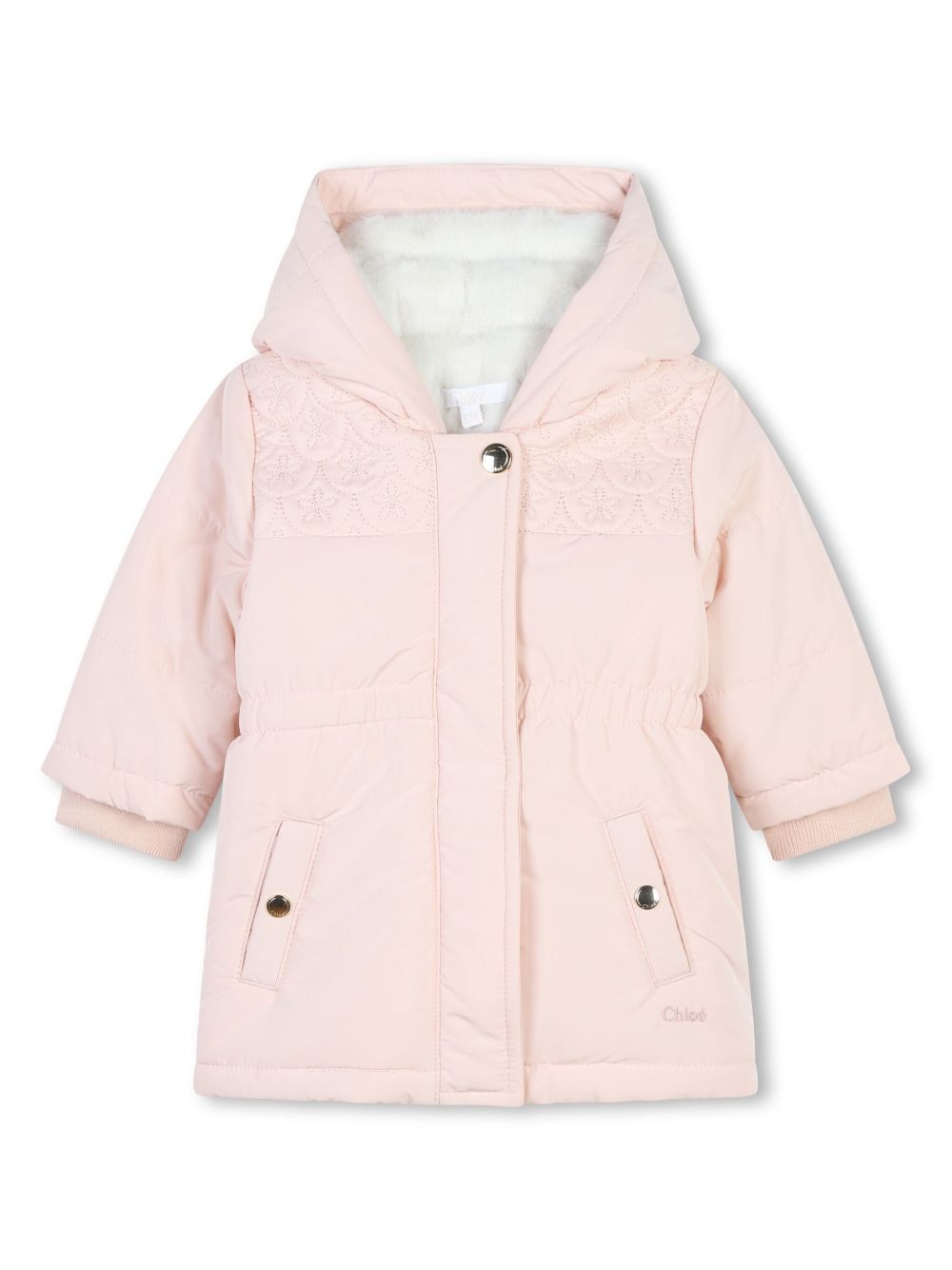 Chloé Kids 蓬松连帽夹克 - 粉色