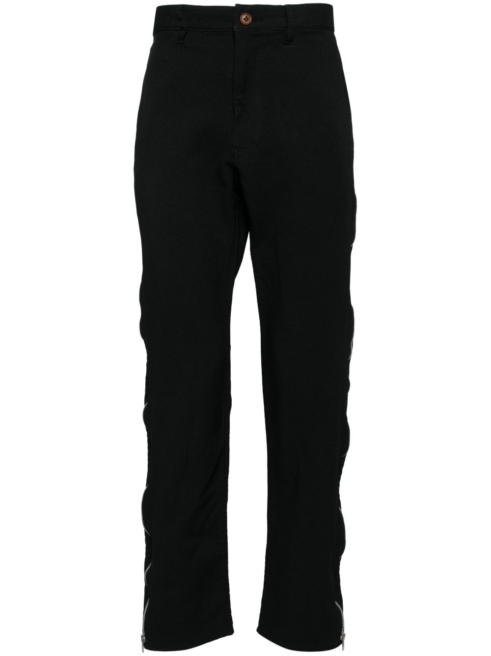 Black Comme Des Garçons 拉链锥形长裤 - 黑色