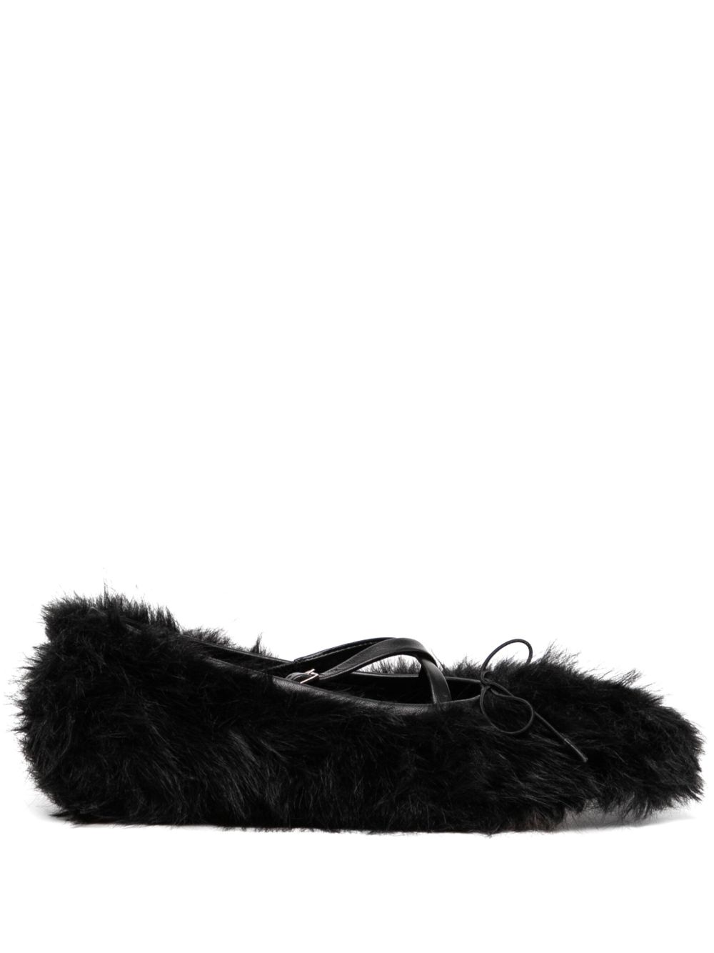 Simone Rocha 人造皮草芭蕾平底鞋 - 黑色