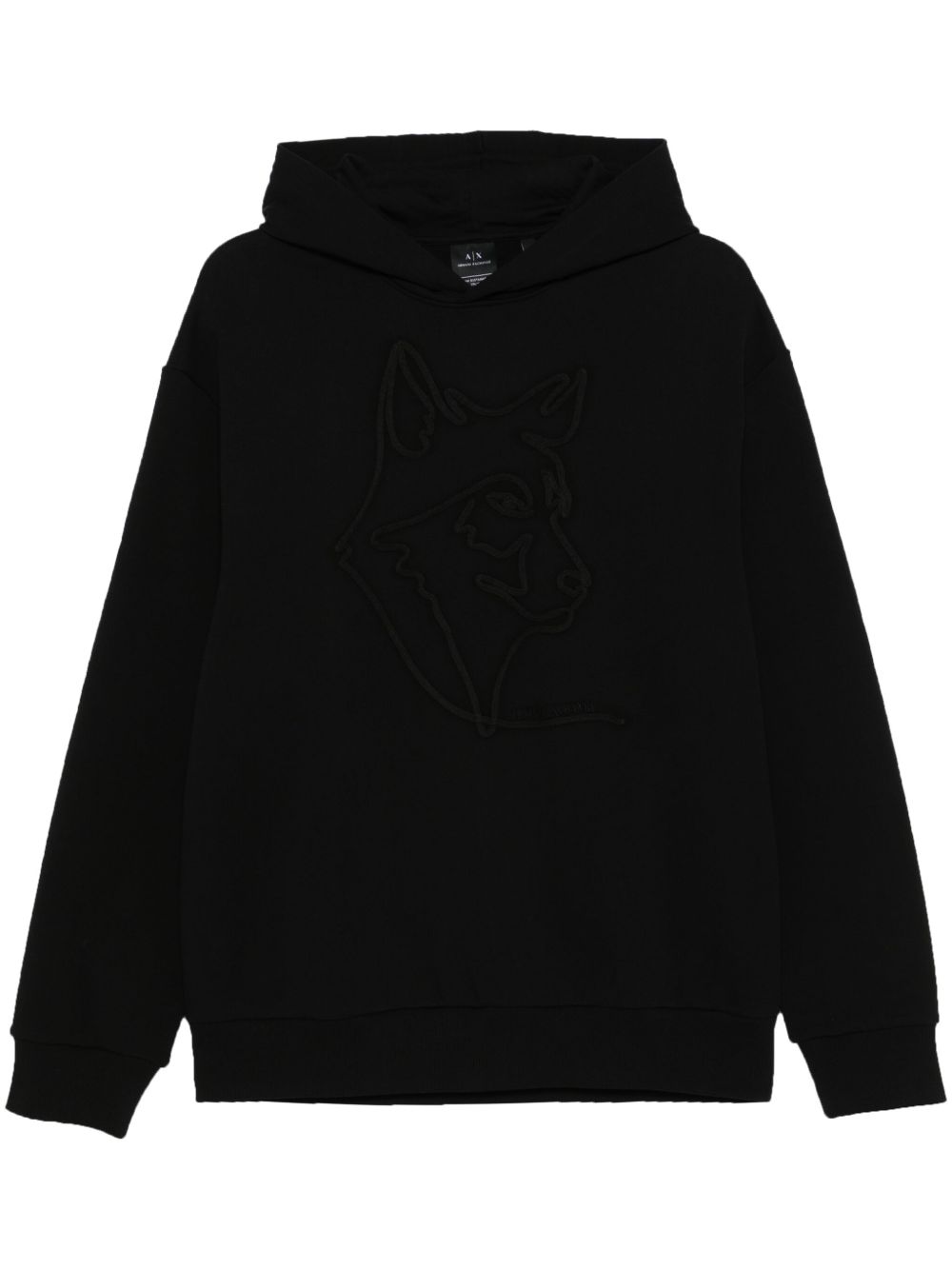 Armani Exchange 野狼刺绣连帽衫 - 黑色