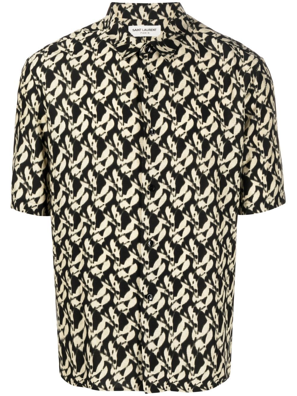 Saint Laurent 抽象印花棉衬衫 - 黑色
