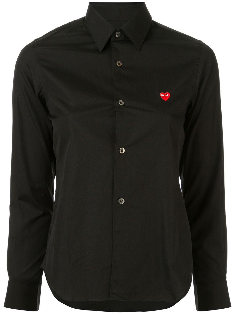 Comme Des Garçons logo纯色刺绣衬衫 - 黑色