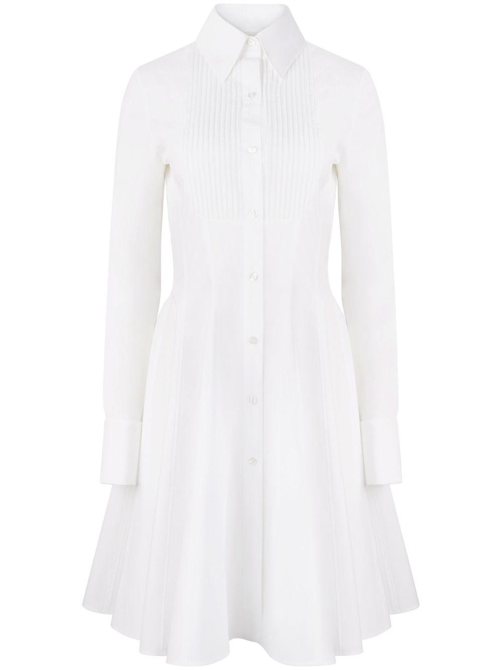 Nina Ricci 车缝褶细节府绸衬衫裙 - 白色