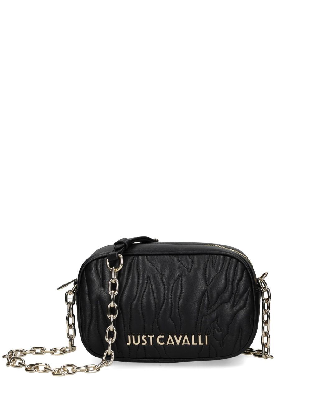 Just Cavalli logo字母双折斜挎包 - 黑色