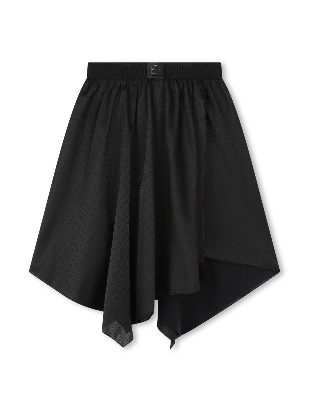 Givenchy Kids 大面积logo印花不对称半身裙 - 黑色