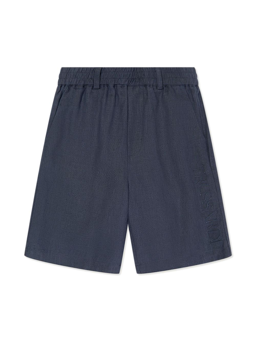 TRUSSARDI JUNIOR 松紧裤腰亚麻短裤 - 蓝色