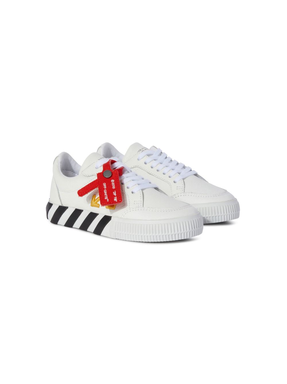Off-White Kids Vulcanised 皮质运动鞋 - 白色