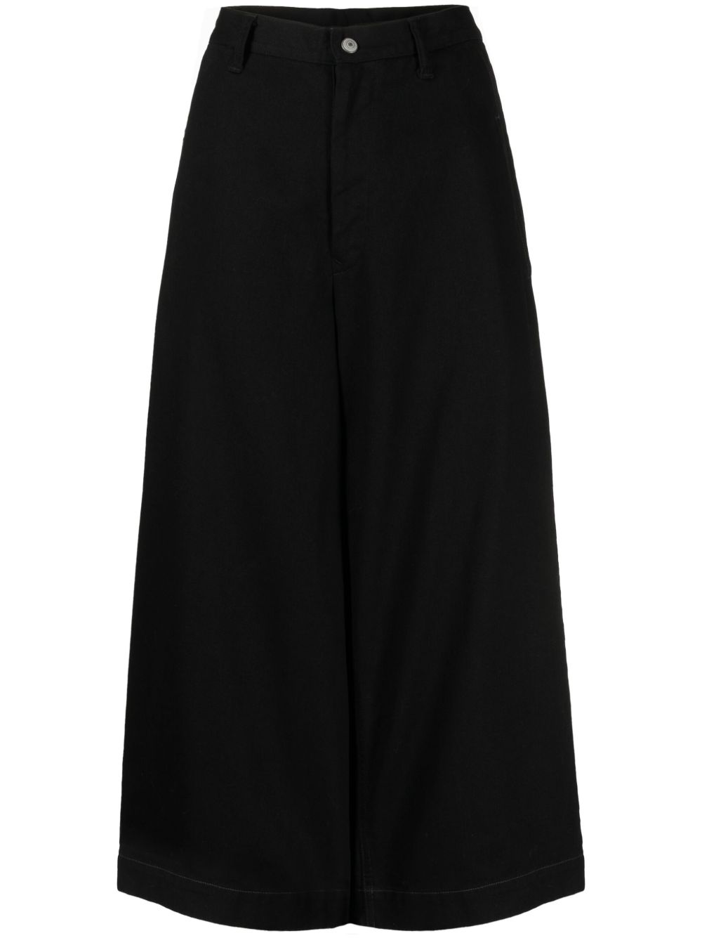 Yohji Yamamoto 不对称棉裙裤 - 黑色