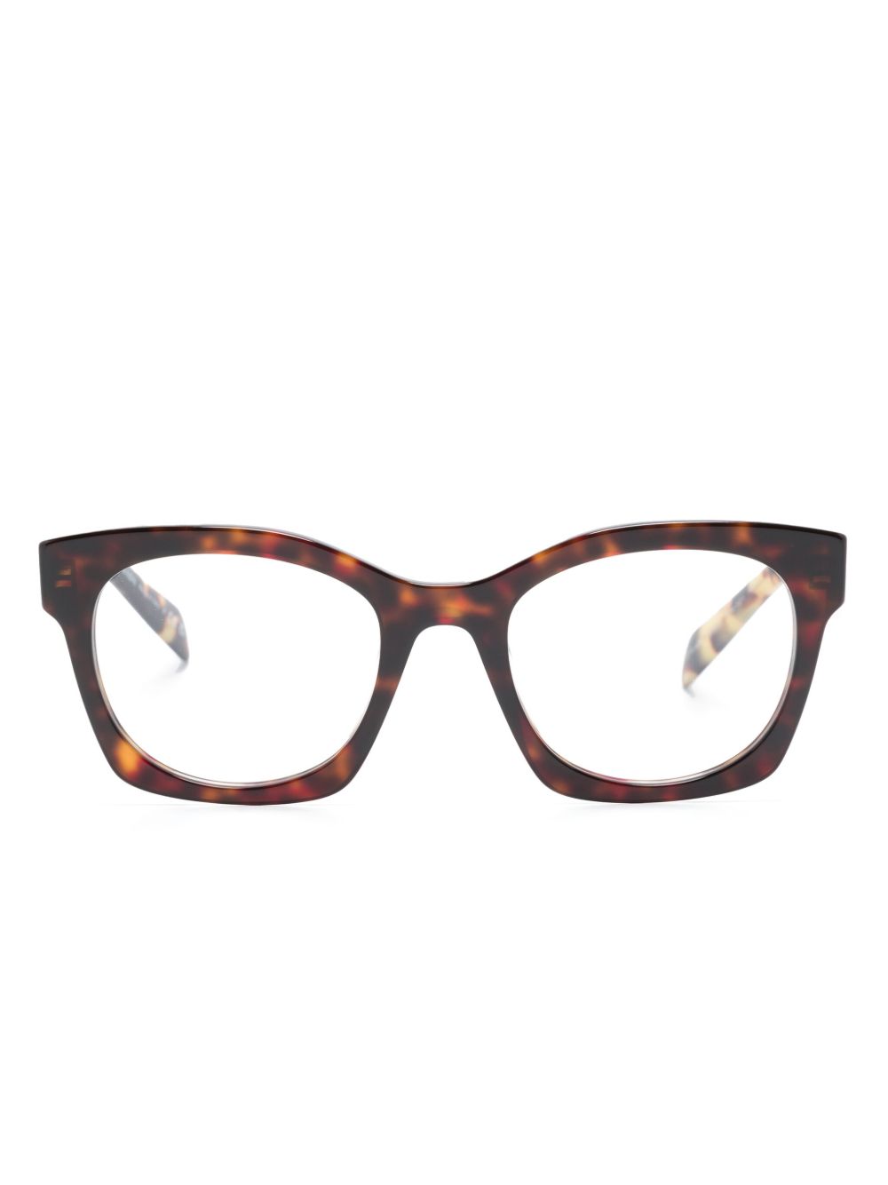 Prada Eyewear 玳瑁D形框眼镜 - 褐色
