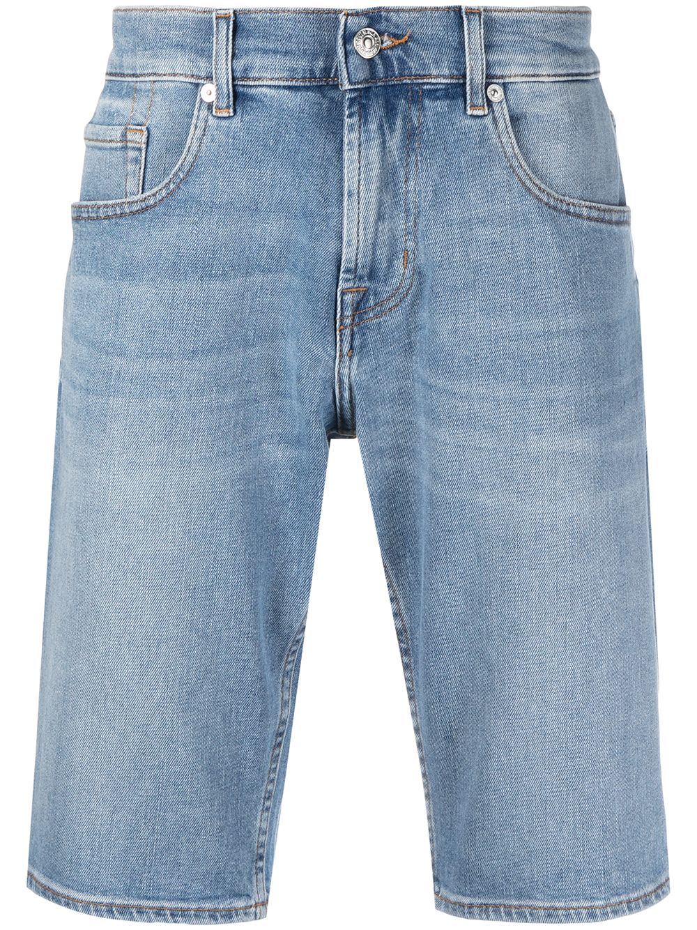 7 For All Mankind 轻水洗牛仔短裤 - 蓝色