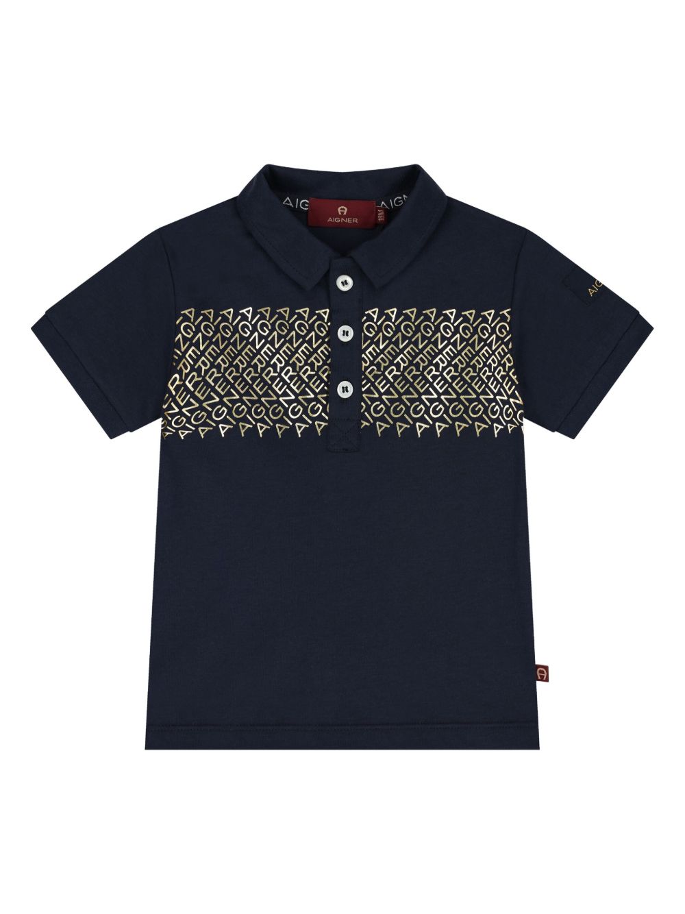 Aigner Kids logo印花polo衫 - 蓝色