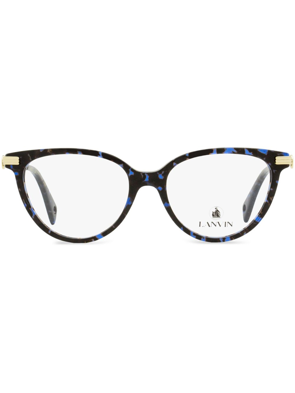 Lanvin 玳瑁纹猫眼框眼镜 - 蓝色