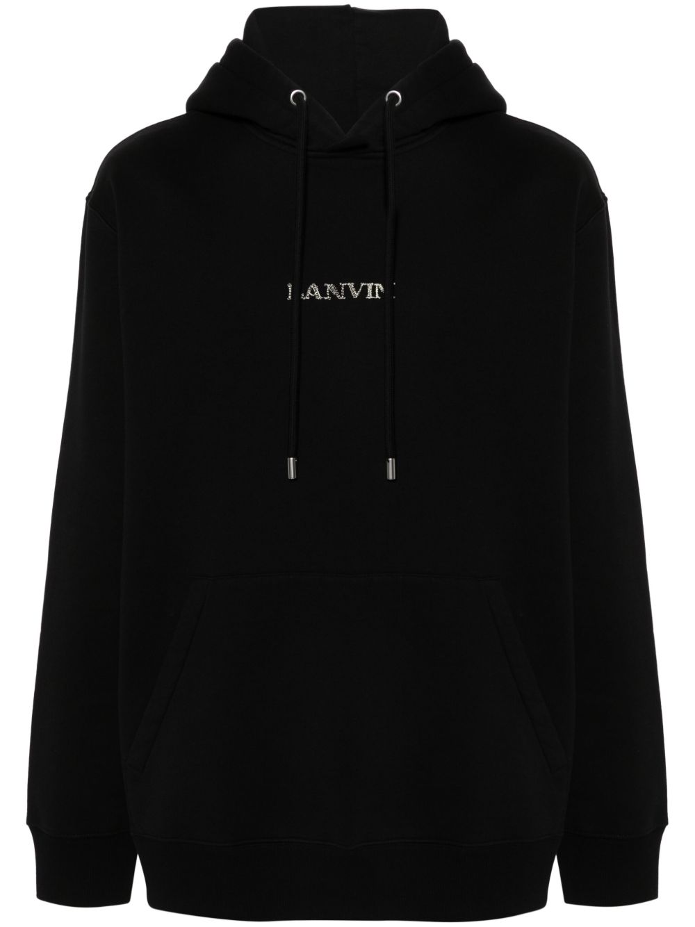 Lanvin logo刺绣棉连帽衫 - 黑色